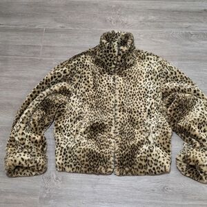 Vintage 90's J Percy For Marvin Richards  Leopard Faux Fur Waist Coat Sz Large